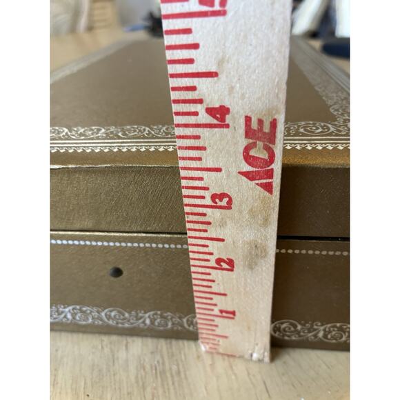 Vintage Mele & Co Jewelry 2 Tier Box Gold Tone Yellow Inside 1950s - Picture 11 of 16